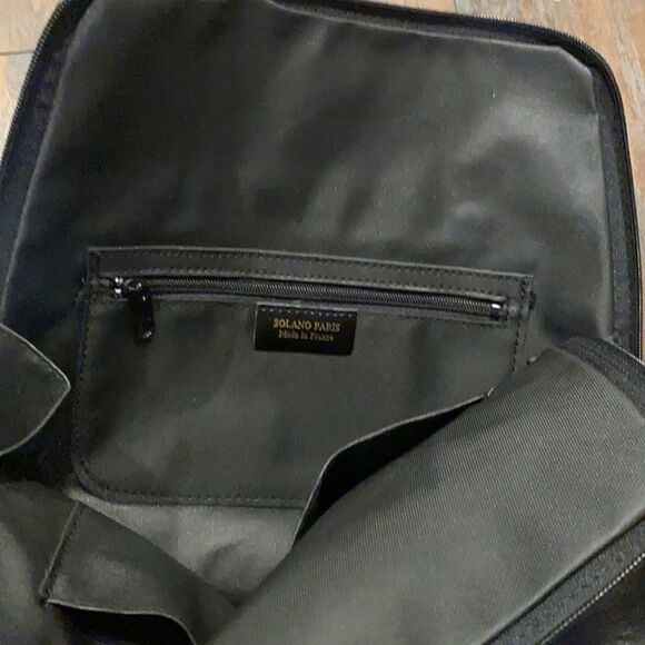 SOLANO PARIS BLACK LEATHER shoulder PURSE made in France in EUC - Picture 4 of 10